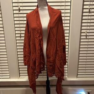 Rust Orange Open Front Cardigan by Mintchoco size L